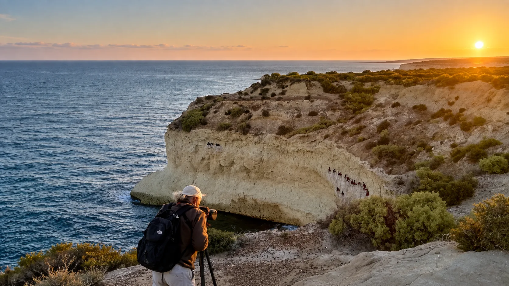 Guest observing a colony of Magellanic Cormorants (Rock Shags)